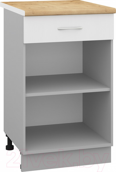 Изображение товара Шкаф-стол кухонный Кортекс-мебель Корнелия Лира НШ50р1ш (белый/дуб бунратти)