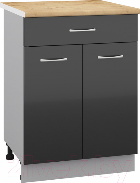 Изображение товара Шкаф-стол кухонный Кортекс-мебель Корнелия Лира НШ60р1ш (черный/дуб бунратти)