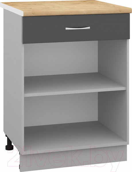 Изображение товара Шкаф-стол кухонный Кортекс-мебель Корнелия Лира НШ60р1ш (черный/дуб бунратти)