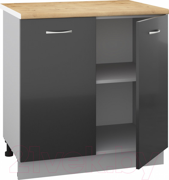 Изображение товара Шкаф-стол кухонный Кортекс-мебель Корнелия Лира НШ80р (черный/дуб бунратти)