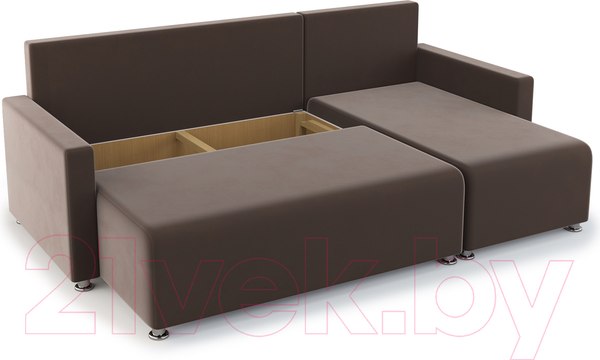 Изображение товара Диван угловой Stolline Челси 30 (коричневый/подушки ромб коричневый)