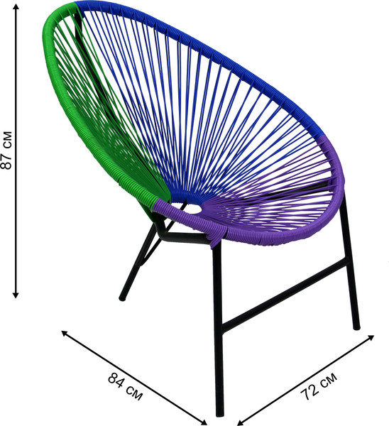 Изображение товара Стул садовый Garden Story К набору Акапулько / AC-MT001 (черный/ротанг синий/фиолетовый/зеленый)