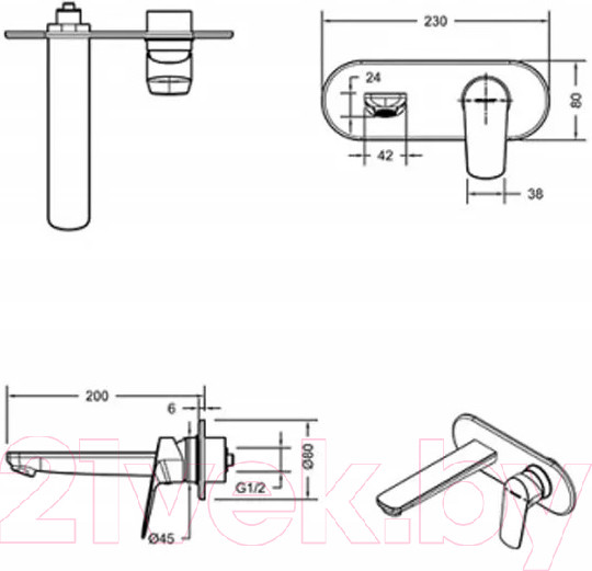 Изображение товара Смеситель Bravat Rhein P8429564BW-ENG