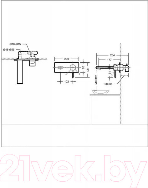 Изображение товара Смеситель Bravat Rhein P8429564BW-ENG