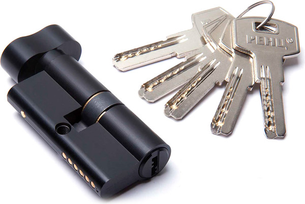 Изображение товара Цилиндровый механизм замка Ренц 60мм К-3 Компьютерный ключ / INCC 60-H (черный)