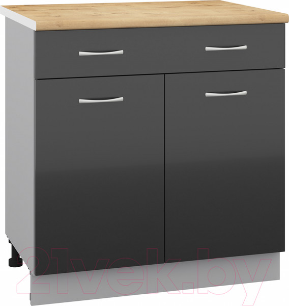 Изображение товара Шкаф-стол кухонный Кортекс-мебель Корнелия Лира НШ80р1ш (черный/дуб бунратти)
