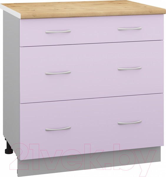Изображение товара Шкаф-стол кухонный Кортекс-мебель Корнелия Лира НШ80р3ш (сирень/дуб бунратти)