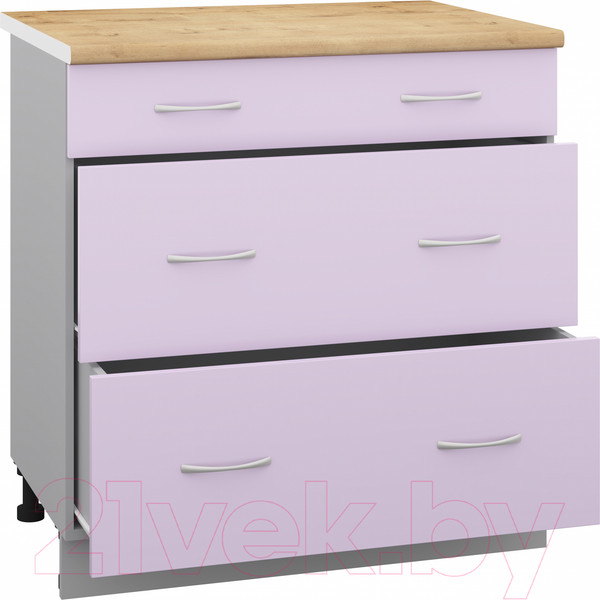 Изображение товара Шкаф-стол кухонный Кортекс-мебель Корнелия Лира НШ80р3ш (сирень/дуб бунратти)