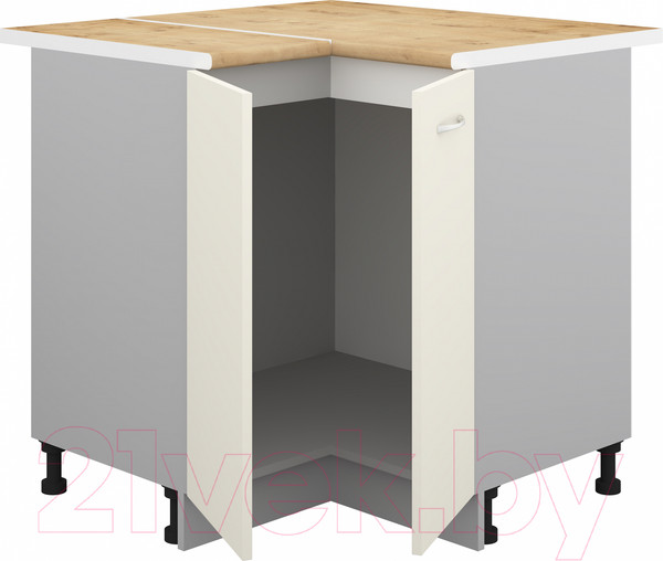 Изображение товара Шкаф-стол кухонный Кортекс-мебель Корнелия Лира НШУ угловой (кремовый/дуб бунратти)