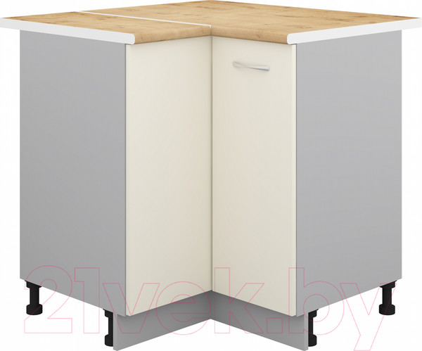 Изображение товара Шкаф-стол кухонный Кортекс-мебель Корнелия Лира НШУ угловой (кремовый/дуб бунратти)