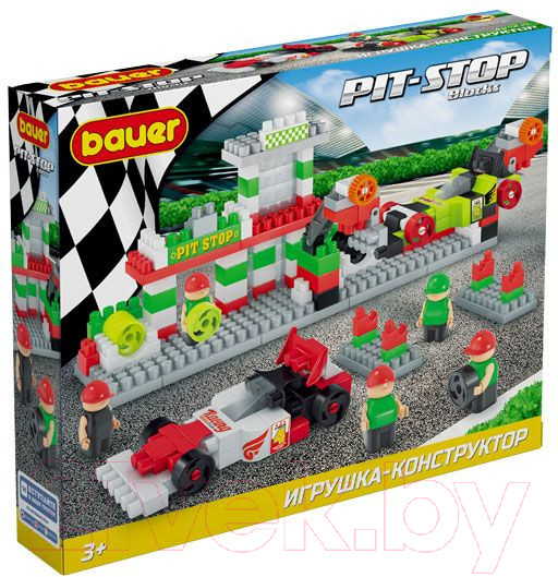 Изображение товара Конструктор Bauer Pit Stop Гоночные машины с автосервисом / 829 (195эл)