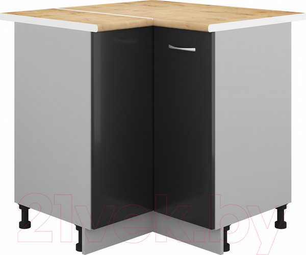 Изображение товара Шкаф-стол кухонный Кортекс-мебель Корнелия Лира НШУ угловой (черный/дуб бунратти)