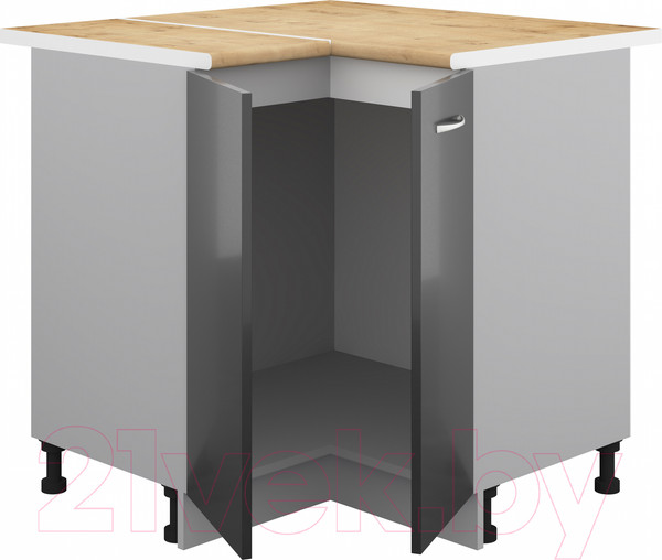 Изображение товара Шкаф-стол кухонный Кортекс-мебель Корнелия Лира НШУ угловой (черный/дуб бунратти)