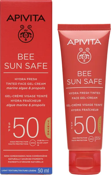 Изображение товара Крем солнцезащитный Apivita Bee Sun Safe SPF50 Увлажняющий освежающий крем-гель с тоном (50мл)