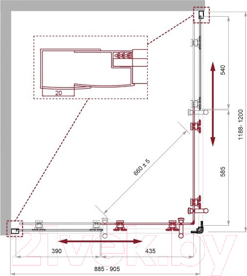 Изображение товара Душевой уголок BelBagno UNO-195-AH-2-120/90-P-NERO