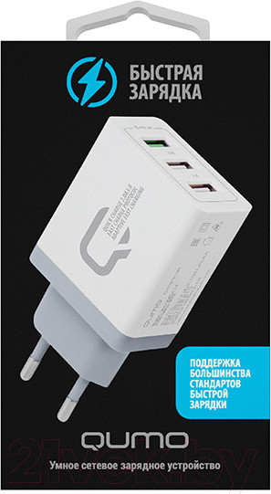 Изображение товара Адаптер питания сетевой Qumo Charger 0019 / Q23714 (белый)