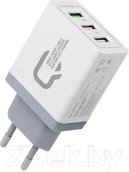 Изображение товара Адаптер питания сетевой Qumo Charger 0019 / Q23714 (белый)