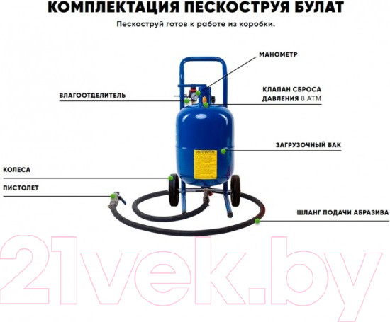 Изображение товара Аппарат пескоструйный Helicon Булат (40л)