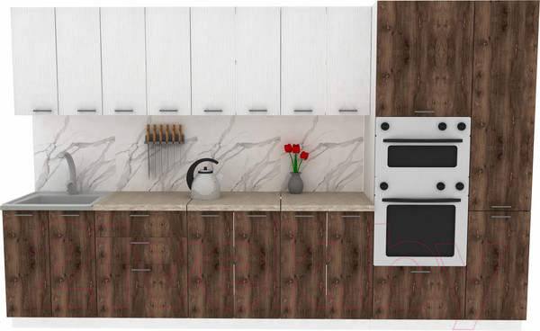 Изображение товара Кухонный гарнитур Eligard Lion 3.4 (белый/дуб нокс/малага)