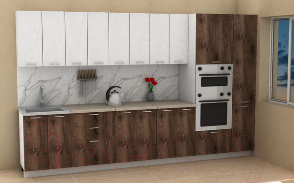 Изображение товара Кухонный гарнитур Eligard Lion 3.4 (белый/дуб нокс/малага)