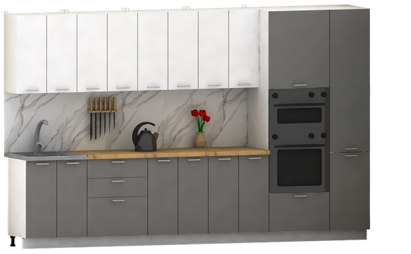 Изображение товара Кухонный гарнитур Eligard Lion 3.4 (белый/дымчатый алмаз/дуб бунратти)