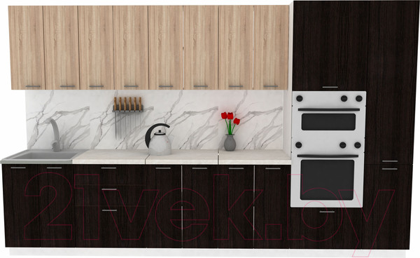 Изображение товара Кухонный гарнитур Eligard Lion 3.4 (дуб сонома/дуб марбург/королевский опал)