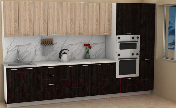 Изображение товара Кухонный гарнитур Eligard Lion 3.4 (дуб сонома/дуб марбург/королевский опал)