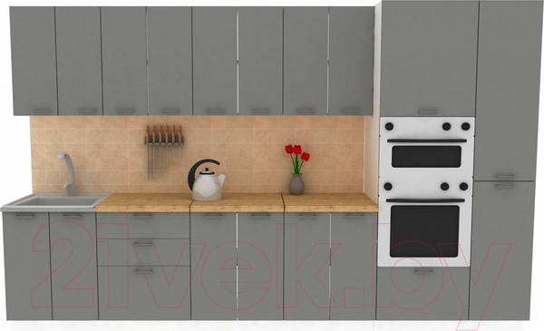 Изображение товара Кухонный гарнитур Eligard Lion 3.4 (дымчатый алмаз/дуб бунратти)