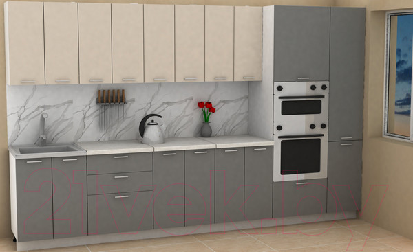 Изображение товара Кухонный гарнитур Eligard Lion 3.4 (персидский жемчуг/дымчатый алмаз/королевский опал)