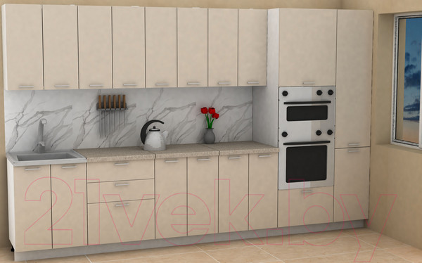 Изображение товара Кухонный гарнитур Eligard Lion 3.4 (персидский жемчуг/малага)