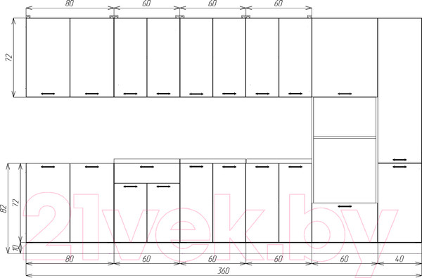 Изображение товара Кухонный гарнитур Eligard Lion 3.6 (ледяное дерево/дымчатый алмаз/королевский опал)