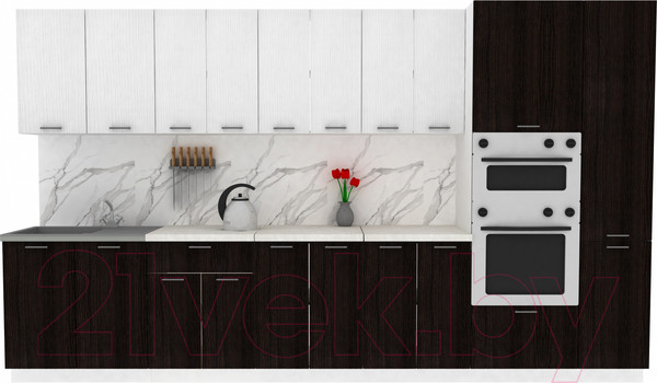 Изображение товара Кухонный гарнитур Eligard Lion 3.6 (белый/дуб марбург/королевский опал)
