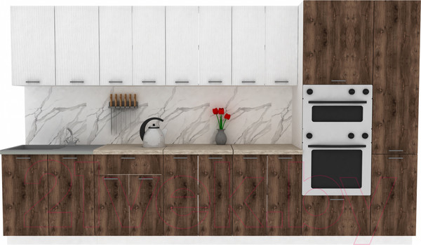 Изображение товара Кухонный гарнитур Eligard Lion 3.6 (белый/дуб нокс/малага)