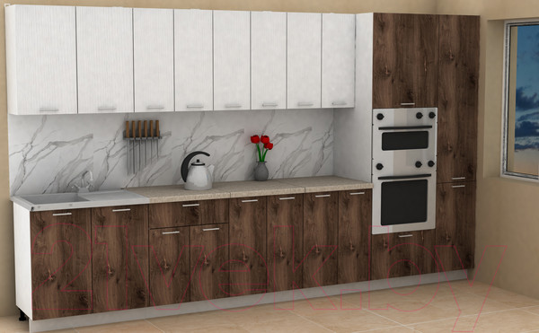 Изображение товара Кухонный гарнитур Eligard Lion 3.6 (белый/дуб нокс/малага)