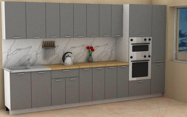 Изображение товара Кухонный гарнитур Eligard Lion 3.6 (дымчатый алмаз/дуб бунратти)