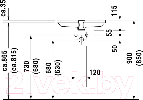 Изображение товара Умывальник Duravit 2nd Floor 55.5 (316530017)