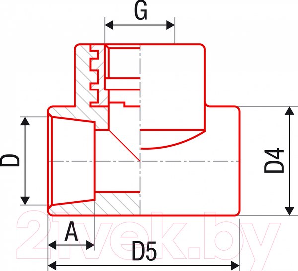Изображение товара Тройник FV Plast PPR 20x1/2" AA222020012 (с внутренней резьбой)