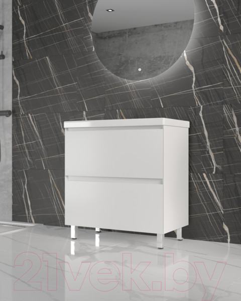 Изображение товара Тумба под умывальник Style Line Манхэттен 90 2 ящика (напольная, белый)