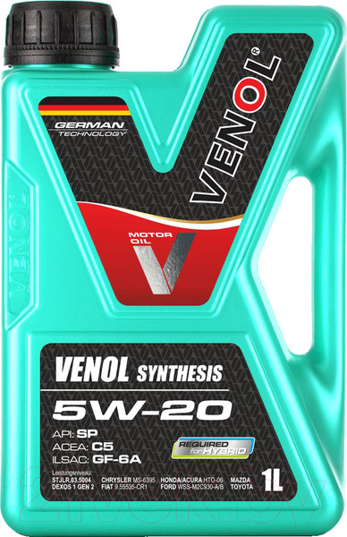 Изображение товара Моторное масло Venol Synthesis 5W20 SP C5 GF-6A (1л)