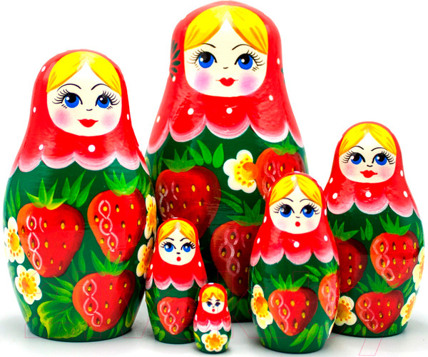 Изображение товара Матрешка сувенирная Брестская Фабрика Сувениров Традиционные русские матрешки с клубникой / 6042