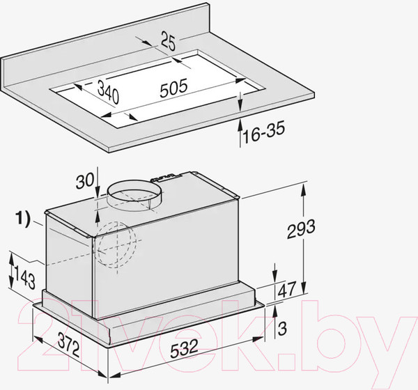 Изображение товара Вытяжка скрытая Miele DA 2558