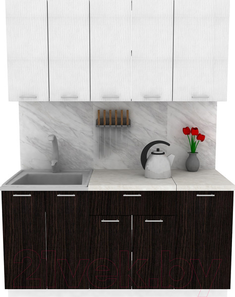 Изображение товара Кухонный гарнитур Eligard Lion 1 1.6 (белый/дуб марбург/королевский опал)