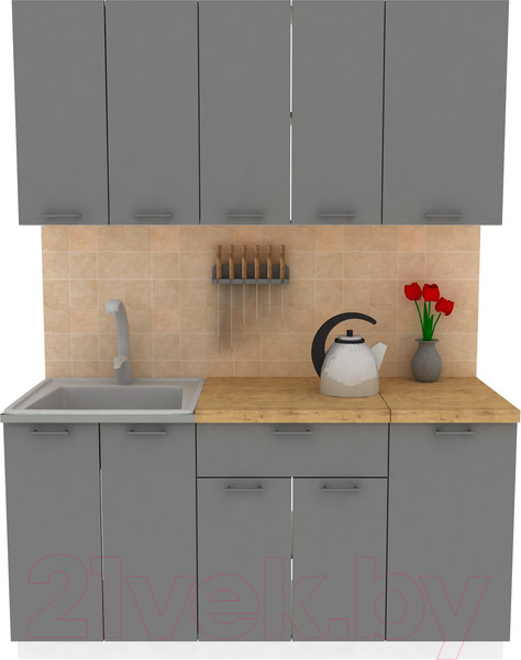 Изображение товара Кухонный гарнитур Eligard Lion 1 1.6 (дымчатый алмаз/дуб бунратти)