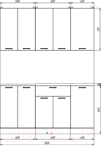 Изображение товара Кухонный гарнитур Eligard Lion 1 1.6 (дымчатый алмаз/дуб бунратти)