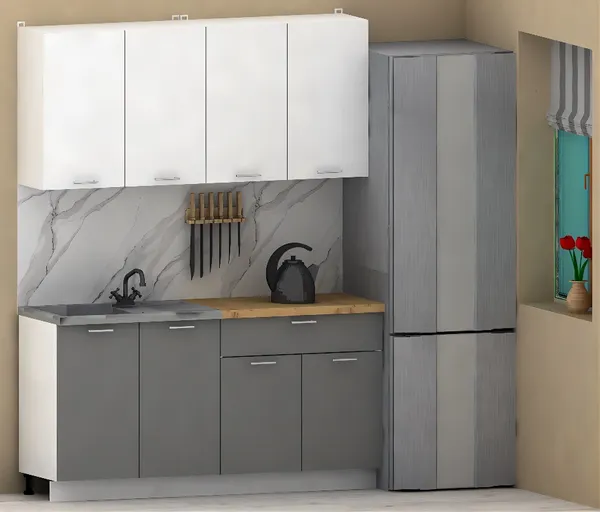Изображение товара Кухонный гарнитур Eligard Lion 2 1.6 (белый/дымчатый алмаз/дуб бунратти)