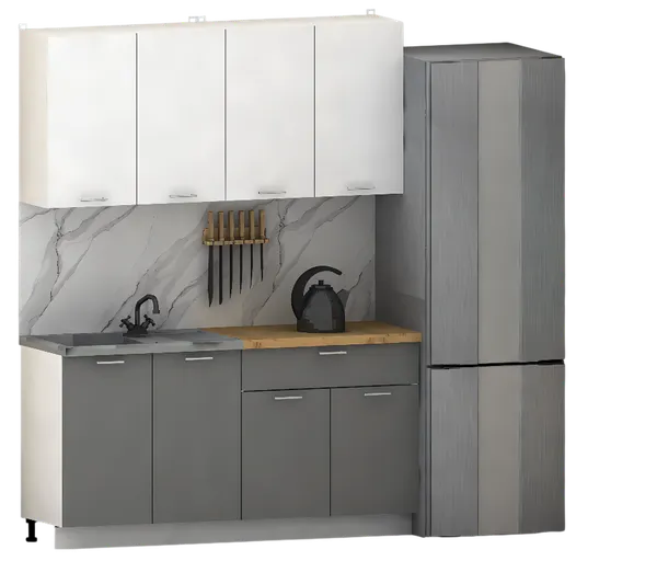 Изображение товара Кухонный гарнитур Eligard Lion 2 1.6 (белый/дымчатый алмаз/дуб бунратти)
