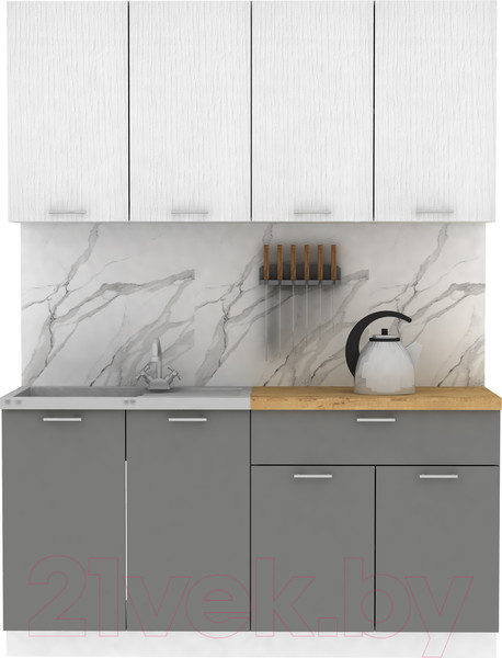 Изображение товара Кухонный гарнитур Eligard Lion 2 1.6 (белый/дымчатый алмаз/дуб бунратти)