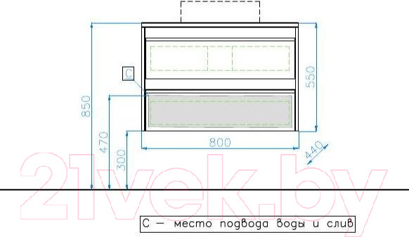 Изображение товара Тумба под умывальник Style Line Монако МДФ 80 (подвесная, со столешницей)