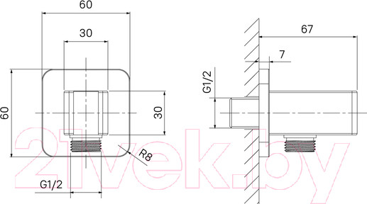 Изображение товара Подключение для душевого шланга IDDIS Slide SLISB00i62