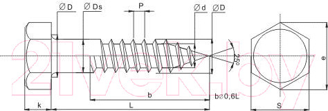 Изображение товара Саморез ЕКТ С шестигранной головкой 8.0x90 острый / C790152 (900шт, оцинкованный)